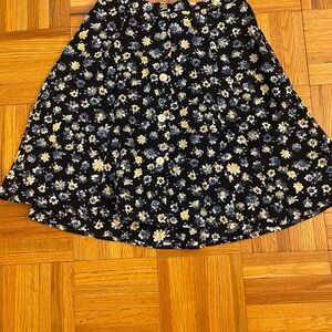 Navy Blue and Yellow Floral Skirt